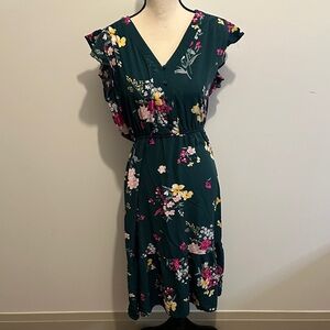 Old Navy Dark Green Floral Midi Dress
